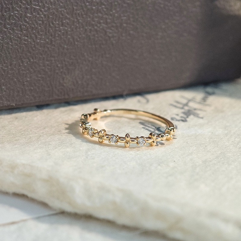 Vintage Flower Wedding Band Gold Unique Stacking Rings Sterling Silver Stackable Ring Cubic Zirconia Ring Band Birthday Anniversary Gift for Women