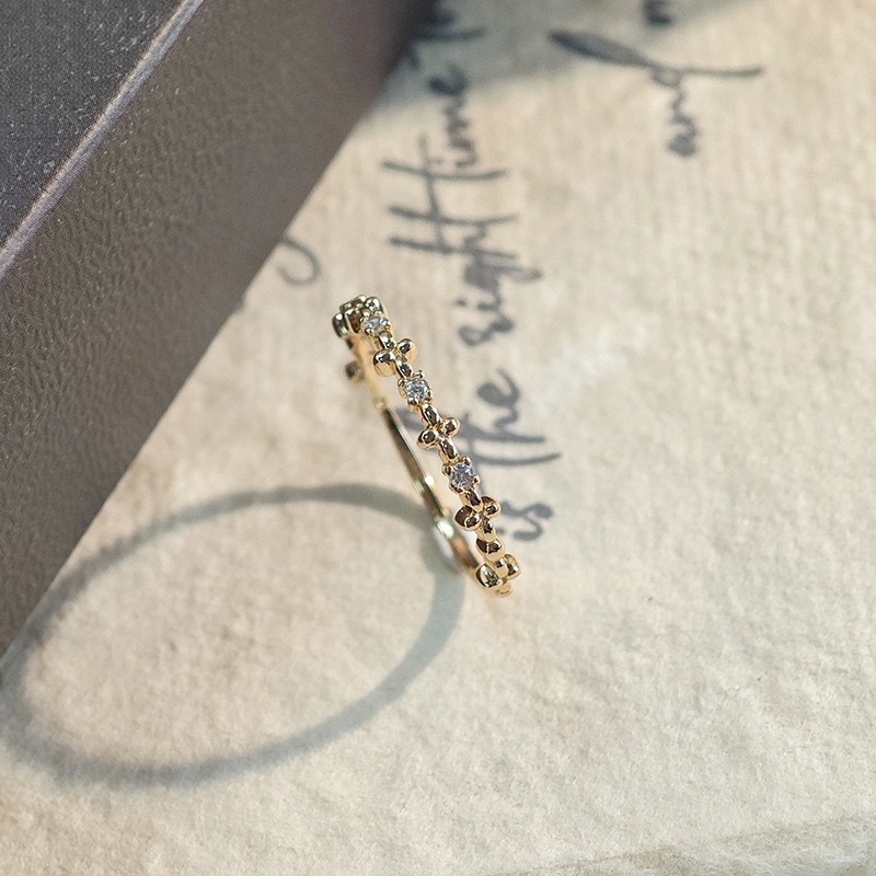 Vintage Flower Wedding Band Gold Unique Stacking Rings Sterling Silver Stackable Ring Cubic Zirconia Ring Band Birthday Anniversary Gift for Women