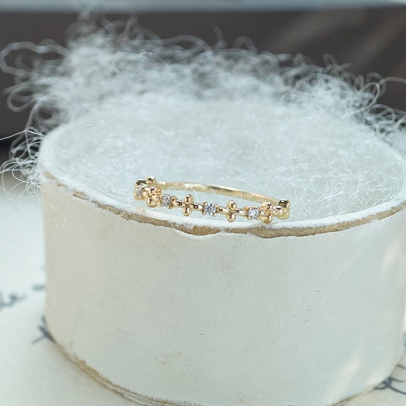 Vintage Flower Wedding Band Gold Unique Stacking Rings Sterling Silver Stackable Ring Cubic Zirconia Ring Band Birthday Anniversary Gift for Women