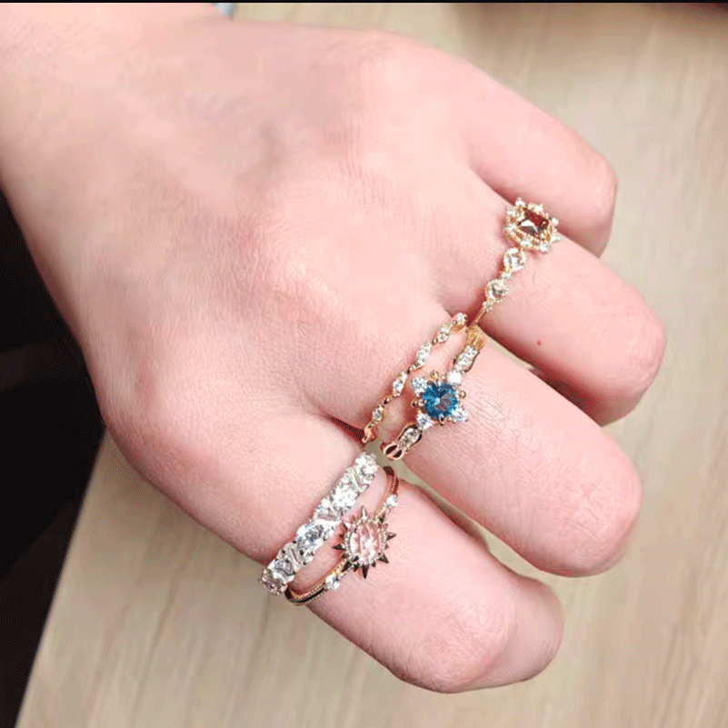 14K Gold Plated Wedding Band for Women Thin Stacking Ring Half Cubic Zirconia Eternity Engagement Ring Size 5-8