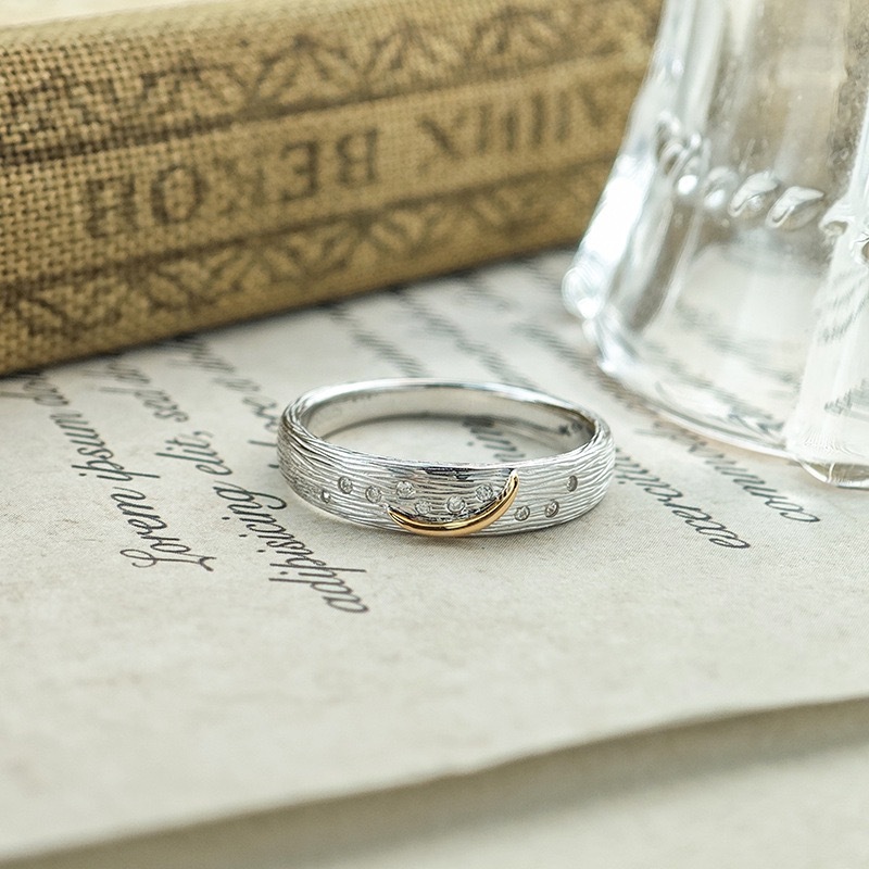 925 Sterling Silver Wedding Band Dainty Star Moon Stackable Band Ring Delicate Stacking Ring Birthday Valentine Wedding Jewelry Gift