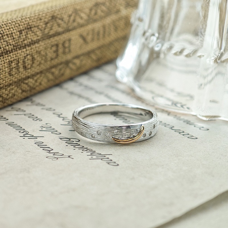 925 Sterling Silver Wedding Band Dainty Star Moon Stackable Band Ring Delicate Stacking Ring Birthday Valentine Wedding Jewelry Gift
