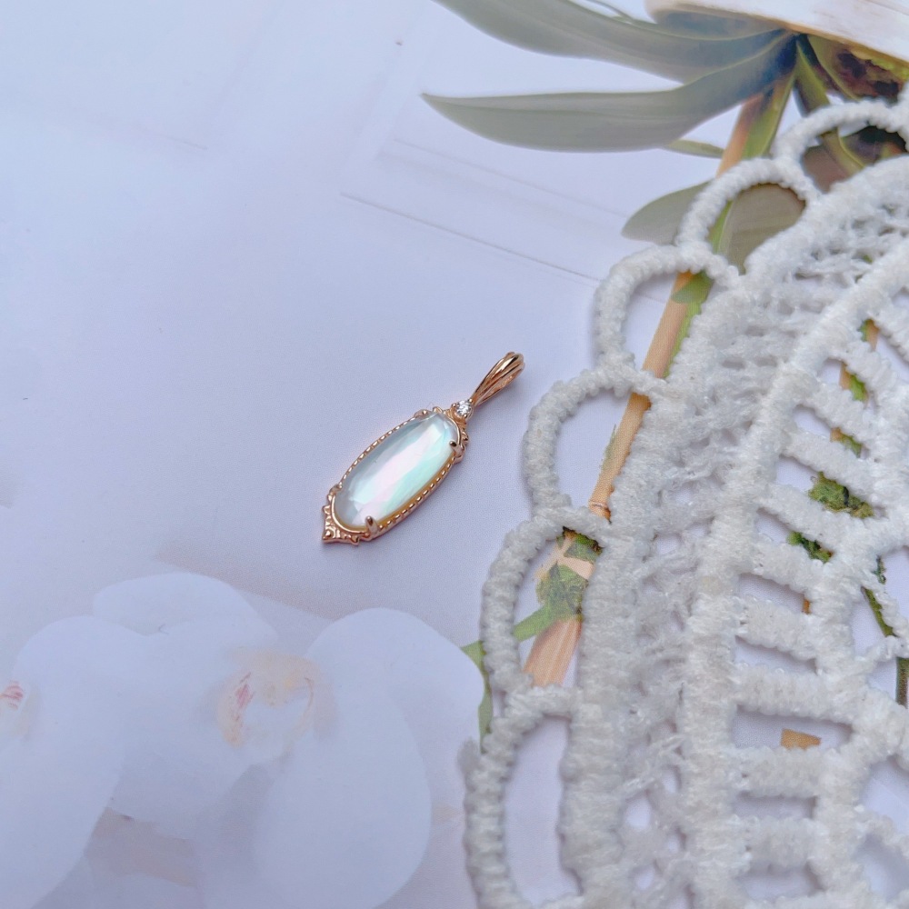 Dainty White Crystal Necklace Gold Plated Long Oval Natural Mother of Pearl Necklace Sterling Silver Double Unique Necklaces Wedding Valentine Anniversary Gift for Women