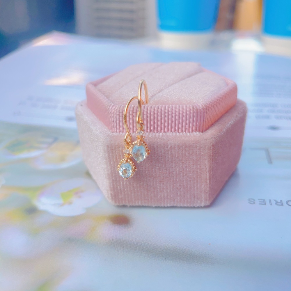 Sky Blue Topaz Jewelry Set Gold Plated 925 Sterling Silver Promise Rings Oval November Birthstone Necklace Gemstone Dangle Drop Earrings Anniversary Gift for Women