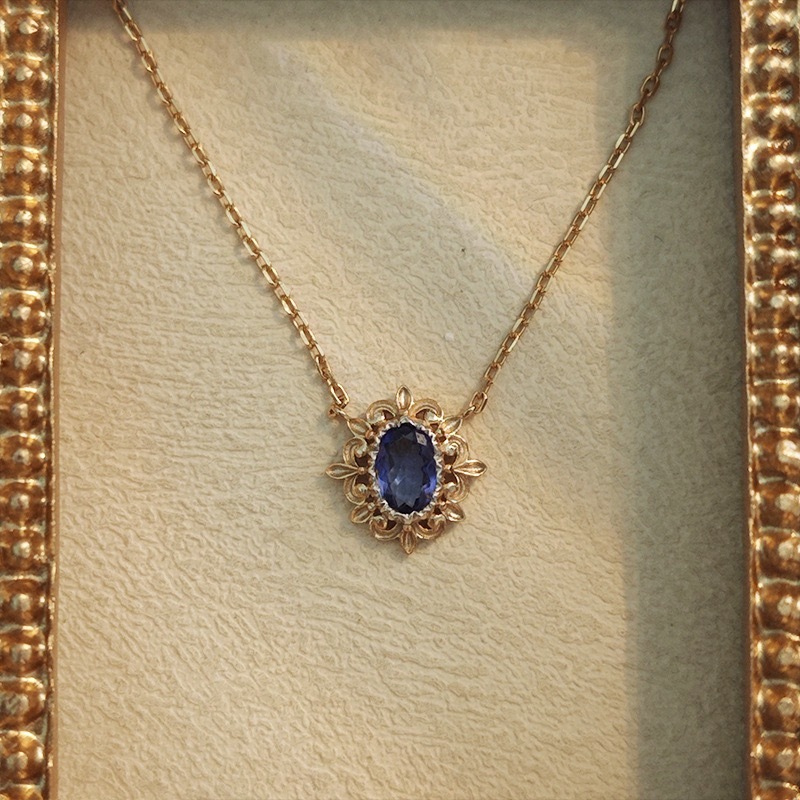 Vintage Natural Tanzanite Necklace Gold Plated Solitaire Oval Gemstone Necklaces Sterling Silver Unique Necklaces Wedding Valentine Anniversary Gift for her
