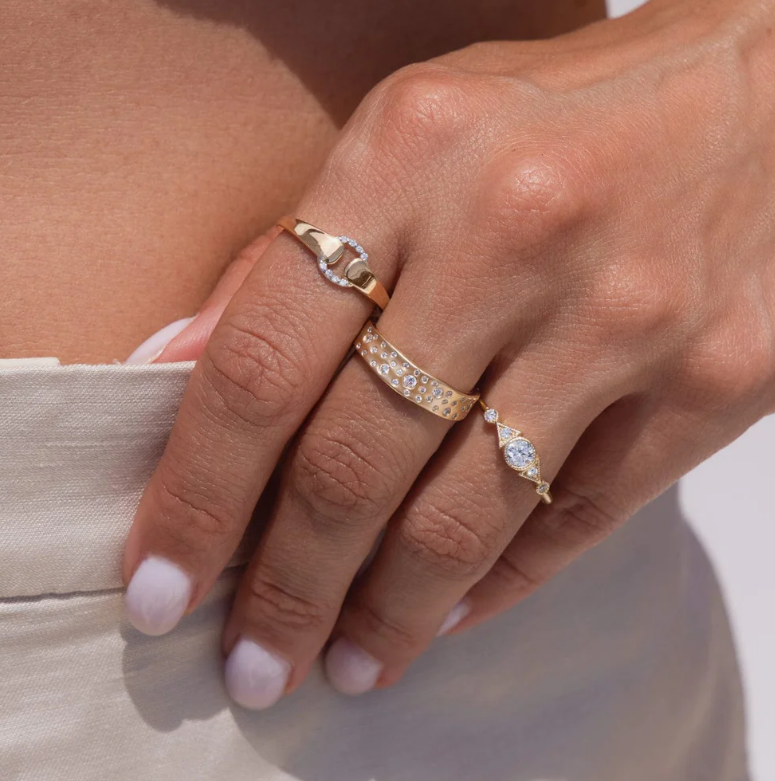 Sterling Silver Circle Cubic Zirconia Ring Simple Minimalist Dainty Jewelry