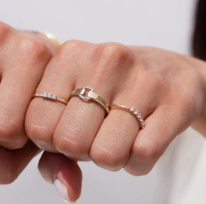 Sterling Silver Circle Cubic Zirconia Ring Simple Minimalist Dainty Jewelry