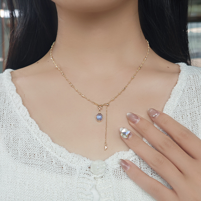 14K Gold Plated Adjustable Link Chain Necklace for Women Bead Sterling Silver Chain Necklaces