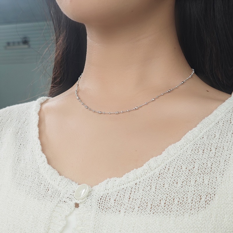 14K Gold Plated Adjustable Link Chain Necklace for Women Bead Sterling Silver Chain Necklaces