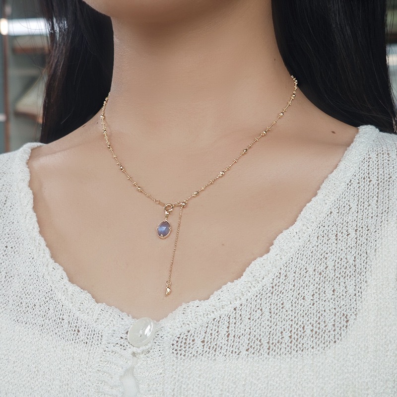 14K Gold Plated Adjustable Link Chain Necklace for Women Bead Sterling Silver Chain Necklaces
