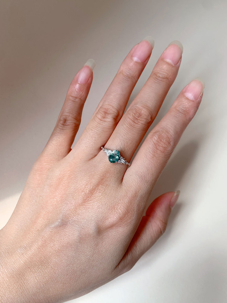 Round Moss Agate Engagement Ring Vintage Gold Gemstone Promise Rings Wedding Anniversary Natural Unique Jewelry Gift for Women