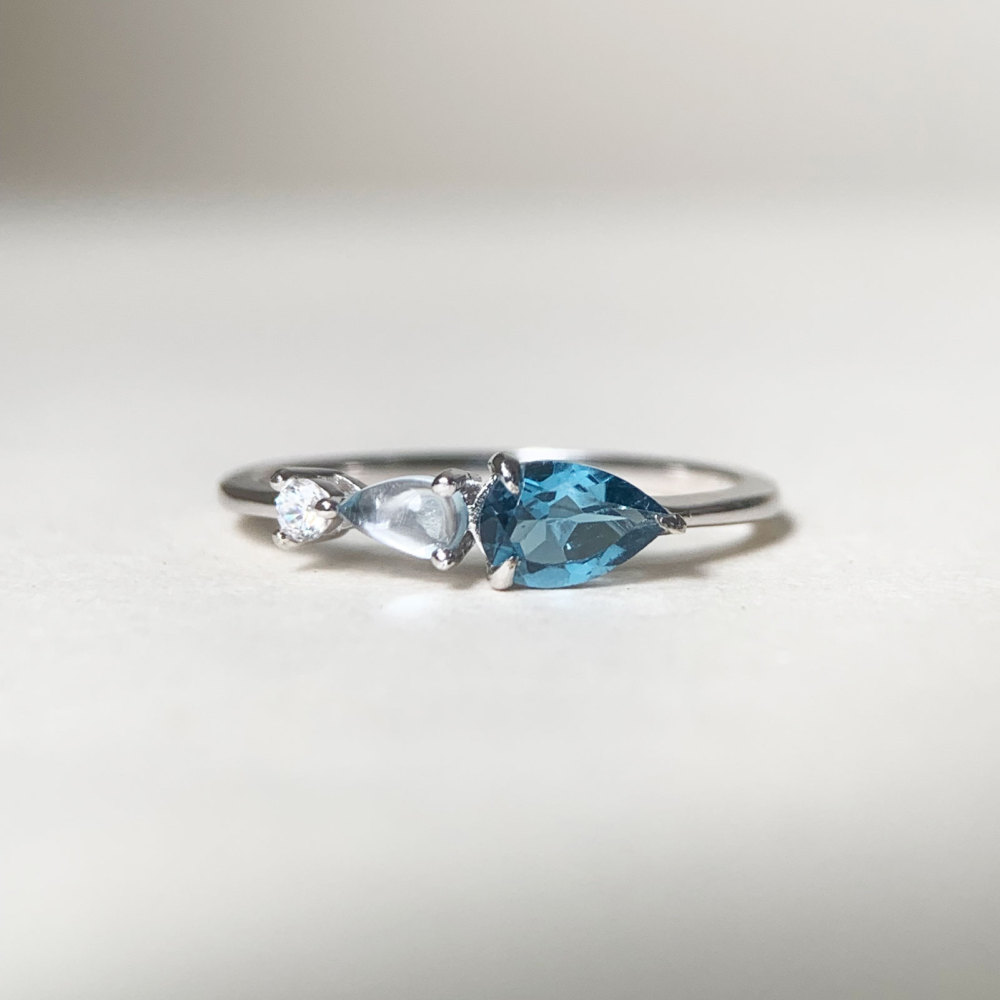 Dainty London Blue Topaz Wedding Band 925 Sterling Silver Sky Blue Topaz Rings Natural November Birthstone Gemstone Ring Trendy Jewelry Gift for her