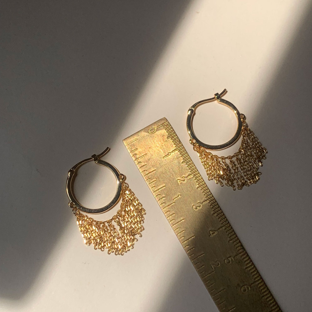 925 Sterling Silver Tassel Chain Drop Dangle Small Hoop Earrings Gold Plated Waterfall Chandelier Earrings for Women