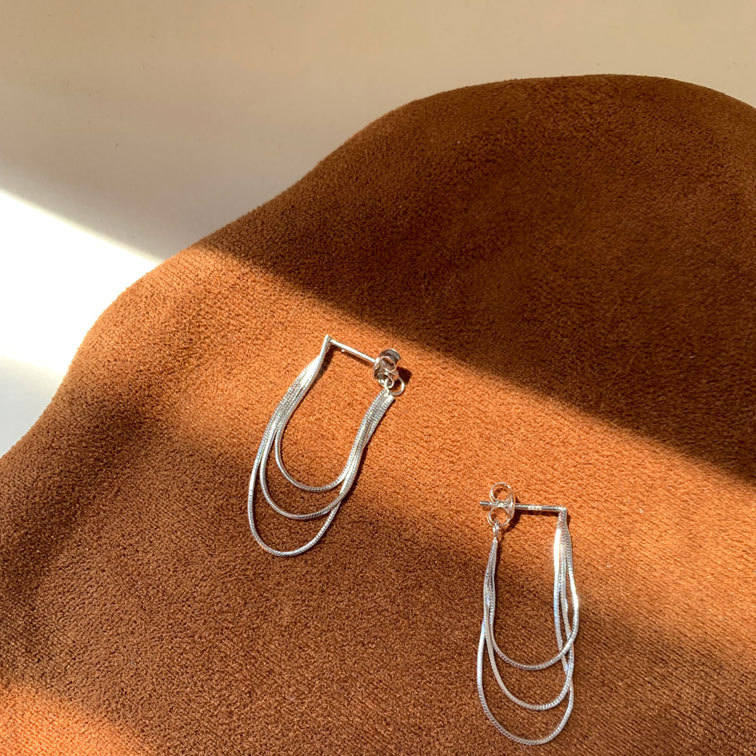 Tassel Dangle Earrings Gold Three Chain Drop Earrings for Women 925 Sterling Silver Trendy Minimalist Statement Jewelry Christmas Gift