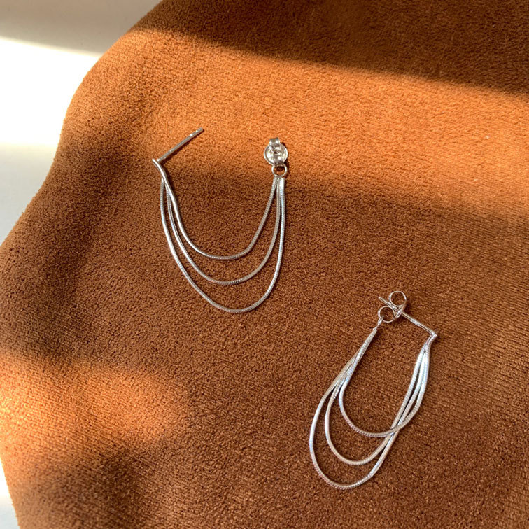 Tassel Dangle Earrings Gold Three Chain Drop Earrings for Women 925 Sterling Silver Trendy Minimalist Statement Jewelry Christmas Gift