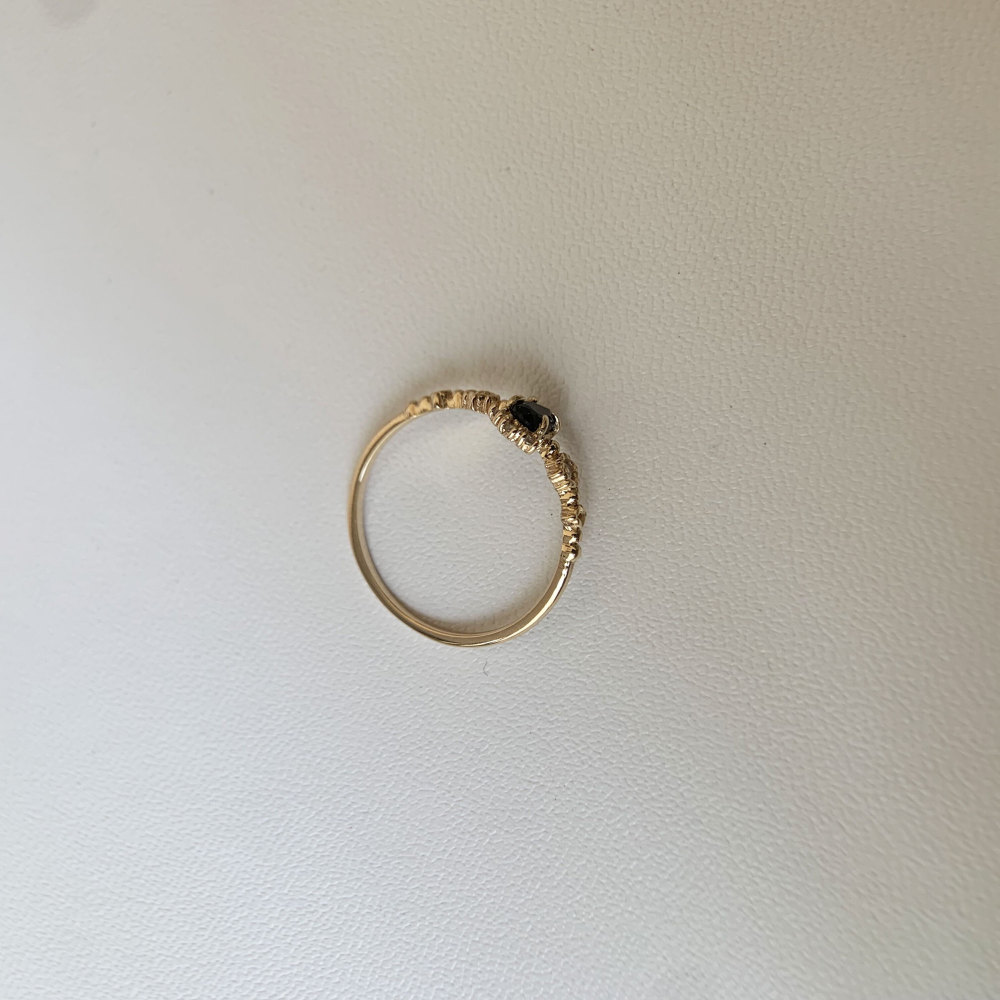 Vintage Blue Sandstone Ring Gold Plated Pear Cut Promise Engagement Wedding Rings Unique Dainty Galaxy Gemstone Jewelry