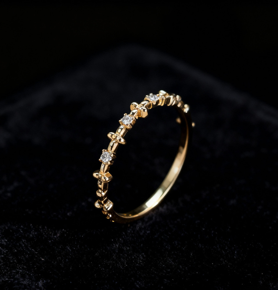 Vintage Flower Wedding Band Gold Unique Stacking Rings Sterling Silver Stackable Ring Cubic Zirconia Ring Band Birthday Anniversary Gift for Women