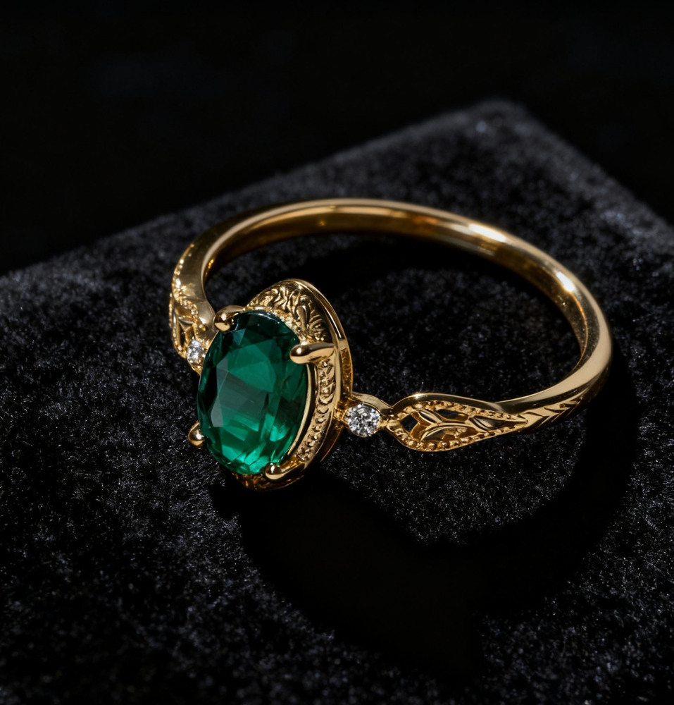 Emerald Ring Gold Dainty May Birthstone Rings Dainty Vintage Marquise Green Gemstone Sterling Silver Promise Wedding Anniversary Jewelry