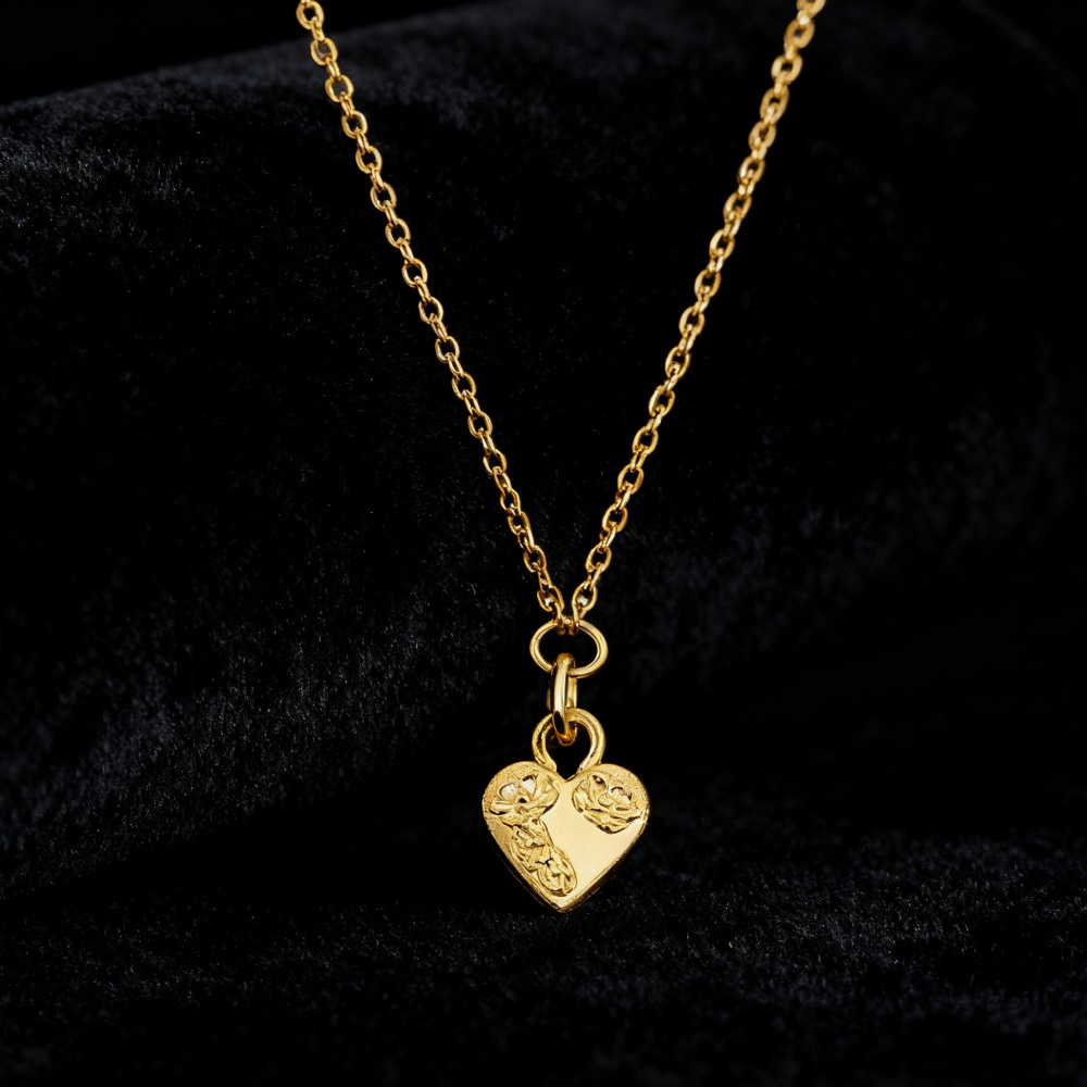 Rose Flower Heart Pendant Necklace Gold Plated Sterling Silver Chain Necklaces Valentine's Day Jewelry Gifts for Women