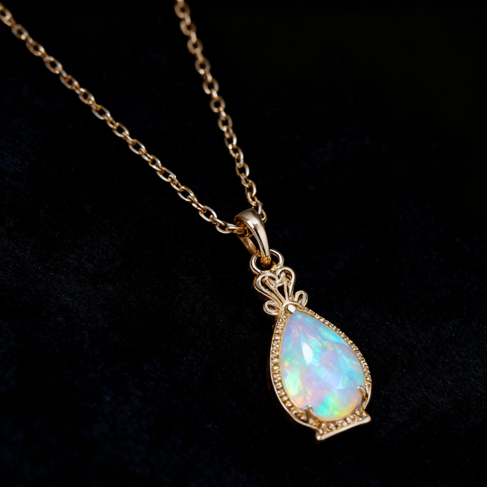 Dainty Opal Necklace Gold Plated 925 Sterling Silver Chain Necklaces for Women October Birthstone Jewelry Perfume Bottle Shaped Pendant