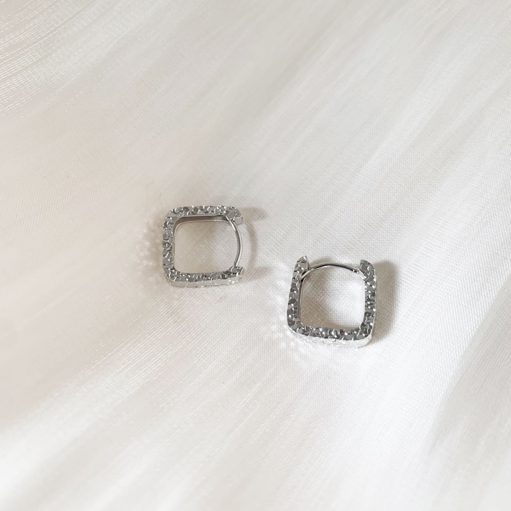 Chunky Hoop Earrings Gold Plated Small Square Sparkly Thick Hoops for Women