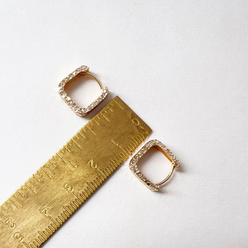 Chunky Hoop Earrings Gold Plated Small Square Sparkly Thick Hoops for Women