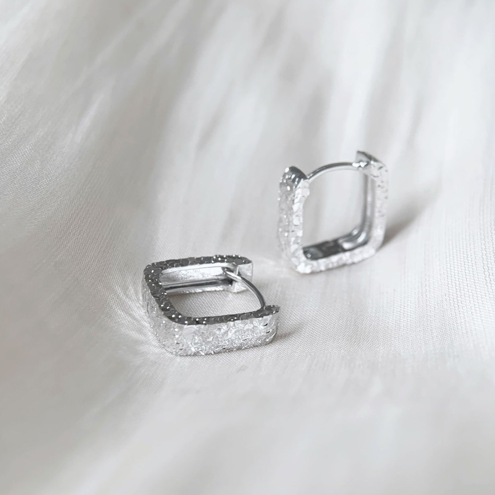 Chunky Hoop Earrings Gold Plated Small Square Sparkly Thick Hoops for Women