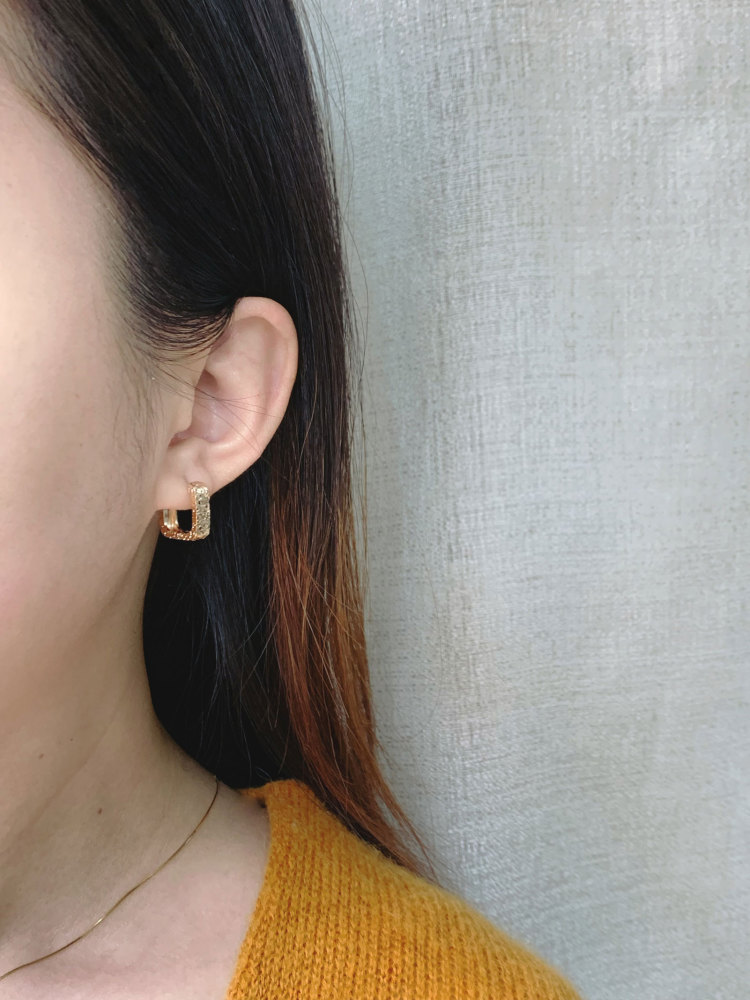 Chunky Hoop Earrings Gold Plated Small Square Sparkly Thick Hoops for Women