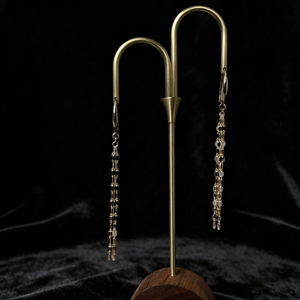 925 Sterling Silver Long Tassel Drop Earrings, Gold Plated Shiny Sequin Chain Dangle Earrings, Hypoallergenic Statement Jewelry for Daily & Special Occasions
