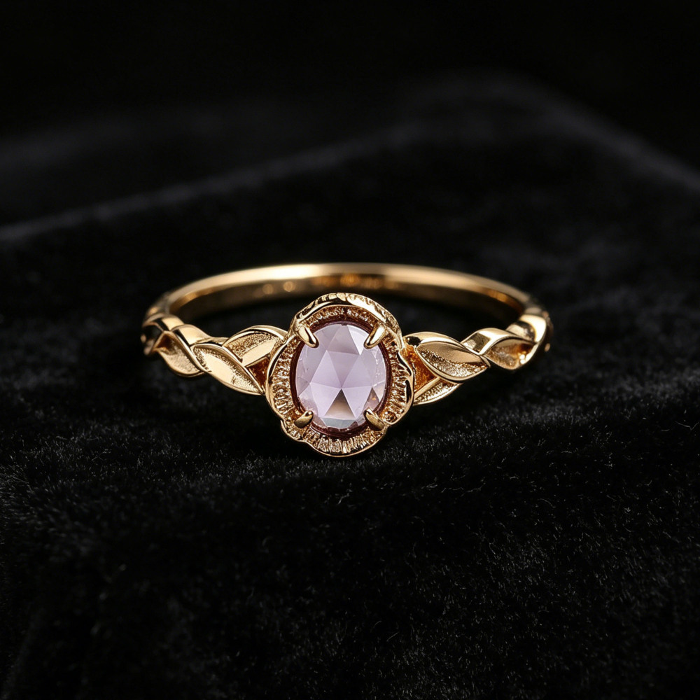 925 Sterling Silver Amethyst Engagement Ring Art Deco Milgrain Setting February Birthstone