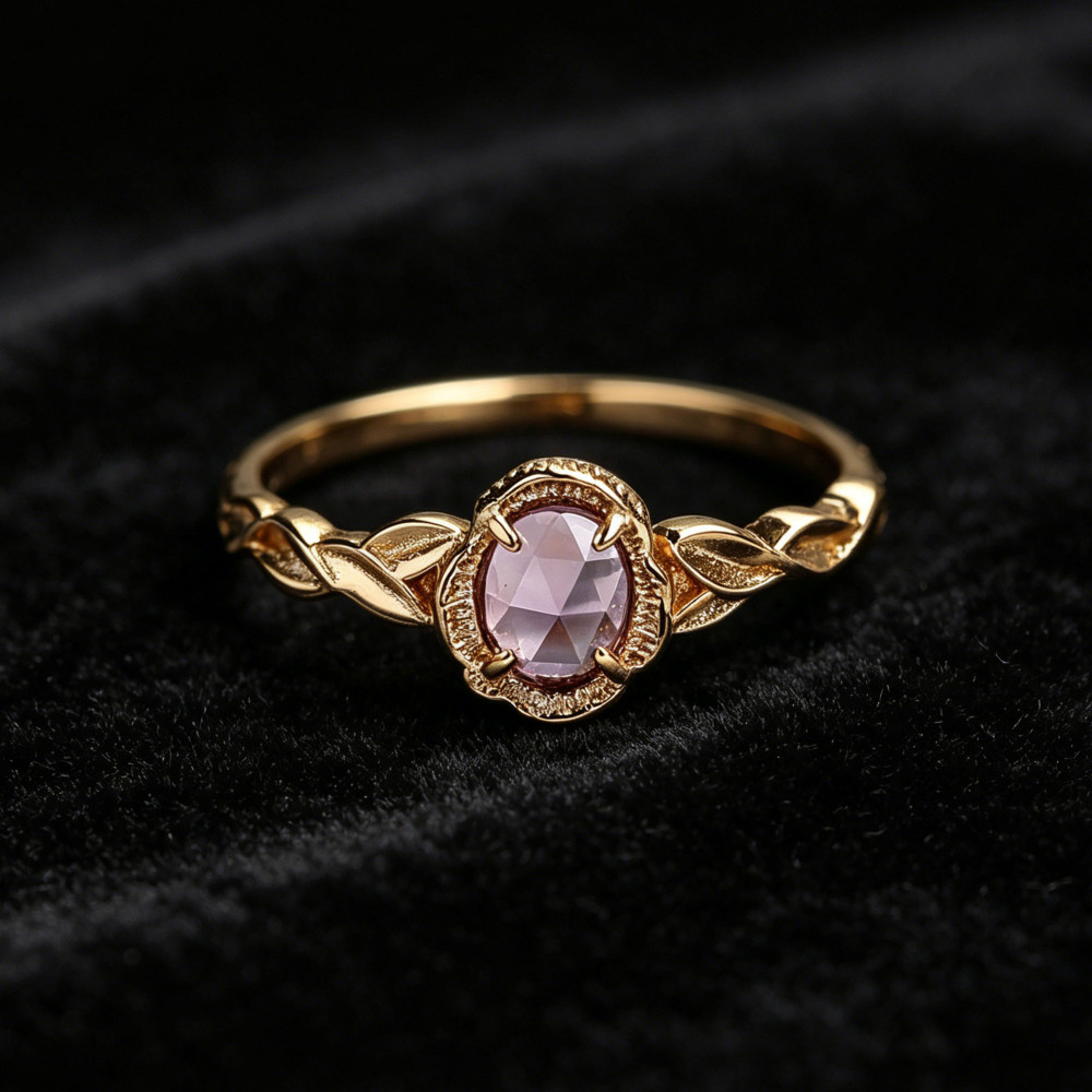 925 Sterling Silver Amethyst Engagement Ring Art Deco Milgrain Setting February Birthstone