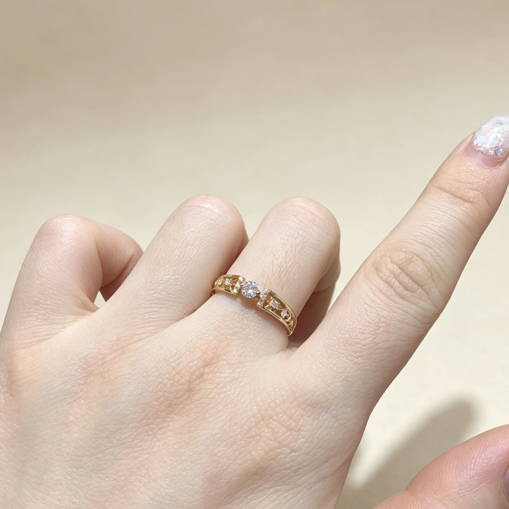 Round Moissanite Engagement Ring 925 Sterling Silver Gold Plated Vintage Hollow Filigree Promise Wedding Band For Women