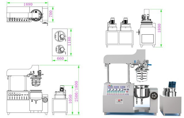 200L vacuum homogeneous tank with water and oil pot