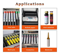 Automatic horizontal vials ampoules bottle top surface adhesive sticker labeling machine