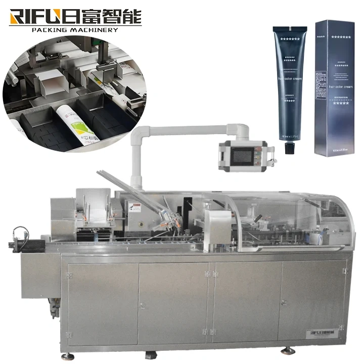 Hair color cream hair dye tube filling sealing cartoning labeling machine transparent film wrapping packaging production line