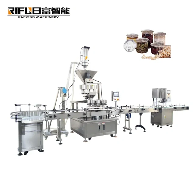 Full Automatic Granule Nuts Walnut Oat Seed Cans Filling Seaming Production Line