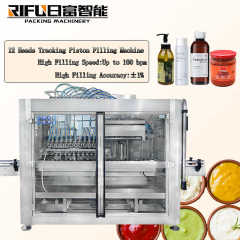 Automatic 12 Heads Tracking Piston Filling Machine for Sauce Honey Cream Detergent Oral Juice