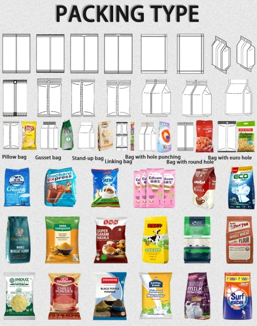 Automatic Powder Packing Production Line Lapel-type Packaging Machine Spices Curry Chili Turmeric Ginger Garlic Nutmeg Powder