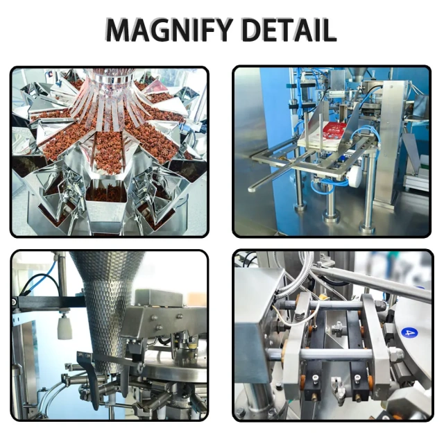 High-Speed Granule Pre-made Bag Packaging Machine Snacks Nuts Chips Dried Fruits Raisins Gummy Candy Biscuits Cookie Meat Jerky