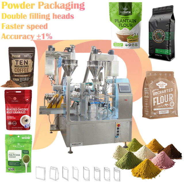 Doypack Pouch Premade Bag Powder Packaging Machine for Industrial Powder Flame Retardant Toner Latex Pigment Talcum Powder