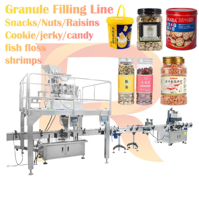 Glass Bottle Granule Filling and Capping Production Line Pet Can Plastic Jar Food Candy Gum Jelly Bean Nougat Toffee Chocolate
