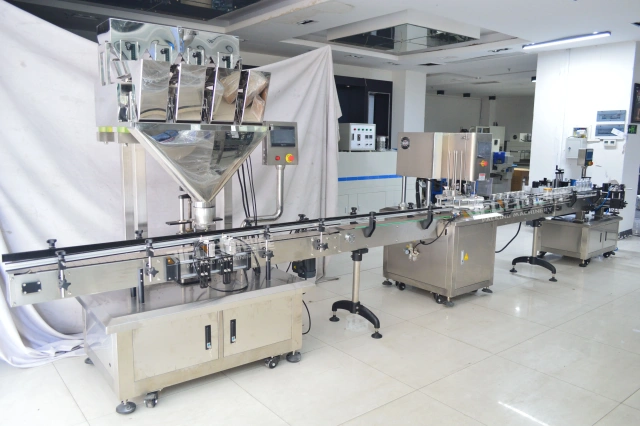 Granules Can Bottle Filling Sealing Labeling Machine Production Line for Plastic Jar Canned Food Millet Nuts Beans Cookies Candy