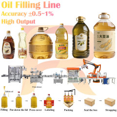 Full Automatic Edible Oil Filling Line 1-10L Barrel Cooking Oil Capping Labeling Packing System Soybean/Sunflower/Peanut/Corn/Olive Oil