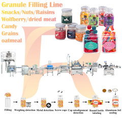 Automatic Granule Filling Line Bottled Snacks Food Packing Candy Nuts Snacks Raisins Dried Fruits Almonds Prunes Goji WolfBerry