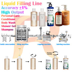 Automatic Liquid Filling Line Shampoo Body Wash Conditioner 50ml-5L PLC Control Customizable Equipment Filling Machine Labeler