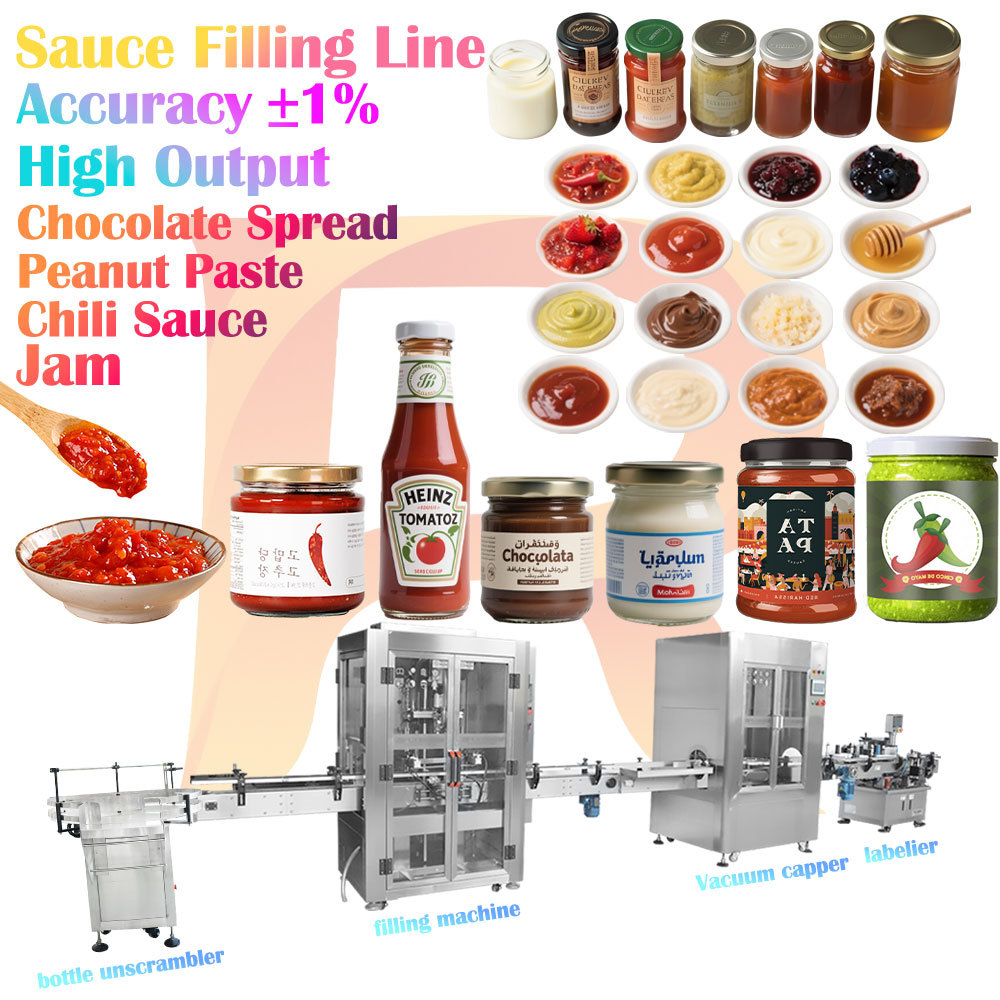 Automatic Sauce Filling Production Line Filling Capping Labeling System for Chili Paste Salad Dressing Hotpot Base Jam Honey