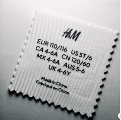Screen Print Heat Transfer Size Label
