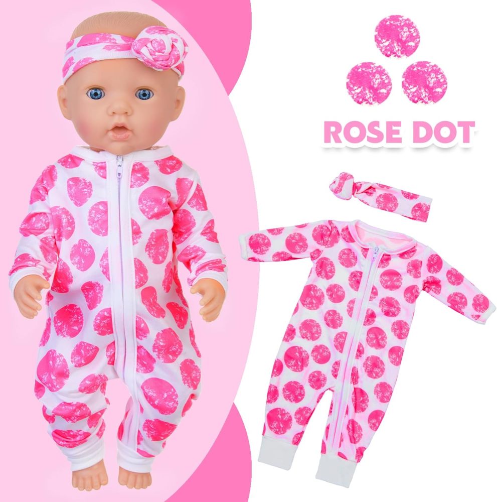 TYDream 5 Sets 14-18 Inch Baby Doll Clothes Outfits Casual Wear for 17 Inch New Born Baby Doll 10 Pcs Girl Doll Clothes and Headbands for 15-18 Inch D