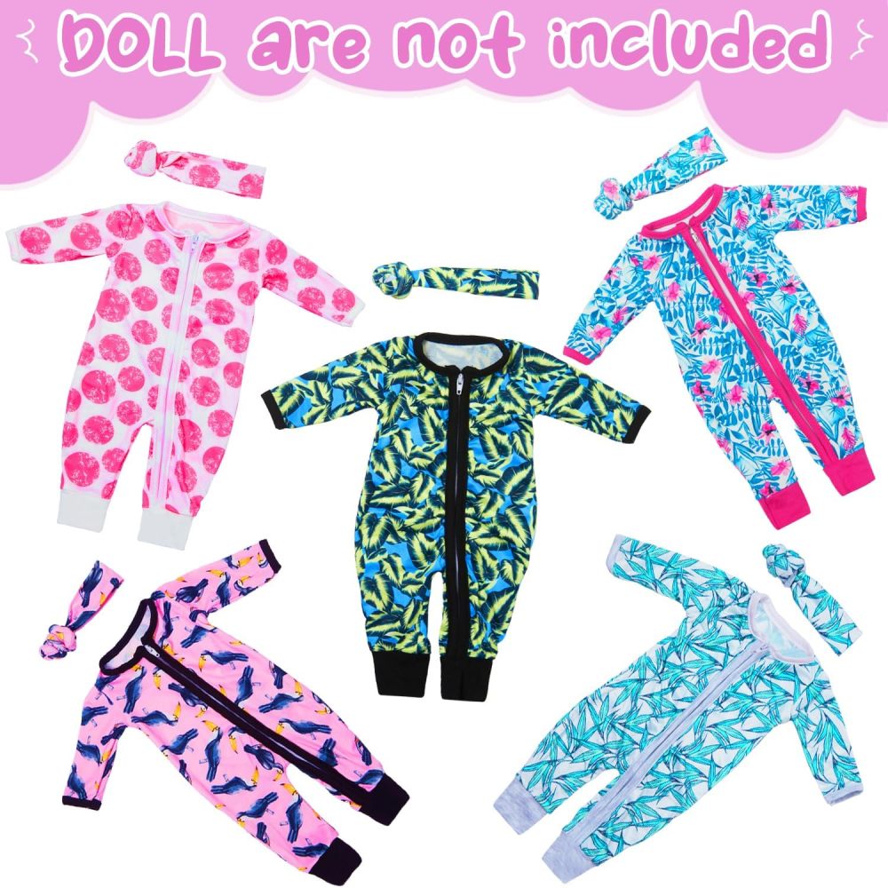 TYDream 5 Sets 14-18 Inch Baby Doll Clothes Outfits Casual Wear for 17 Inch New Born Baby Doll 10 Pcs Girl Doll Clothes and Headbands for 15-18 Inch D