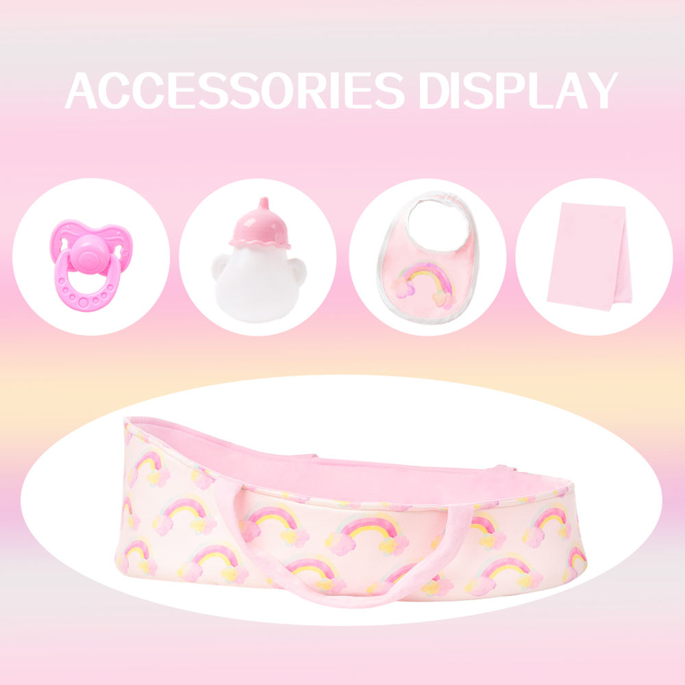 ZITA ELEMENT 8 Pcs Baby Doll Clothes with Bassinet for 17-22 Inch Baby Doll,Baby Doll Clothes Outfit Accessories fit Baby Doll (No Doll)